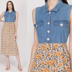 Floral Denim Midi Dress